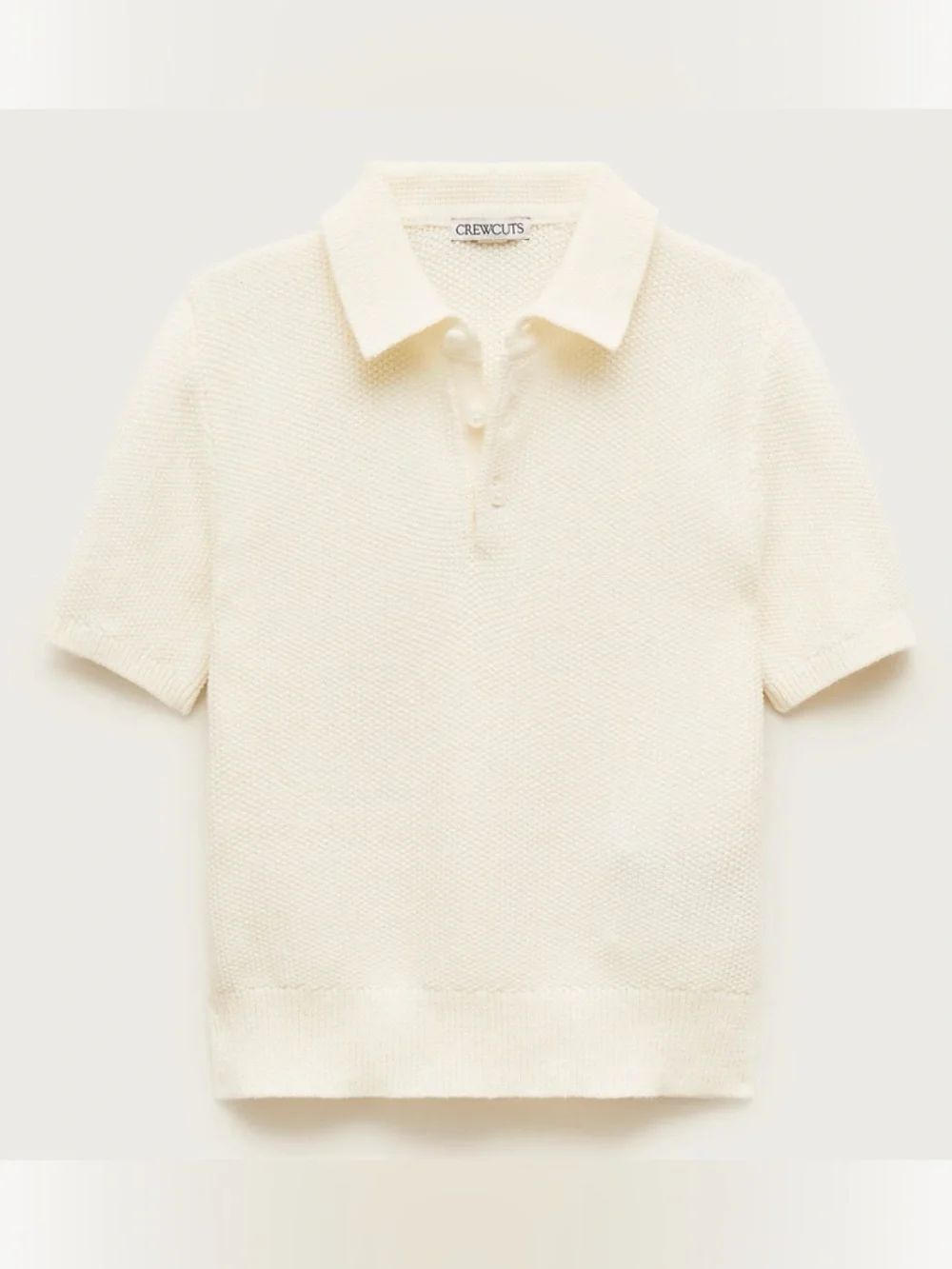 NWT J. Crew Crewcuts Kids' Short-sleeve Seed-stitch Sweater-polo Ivory